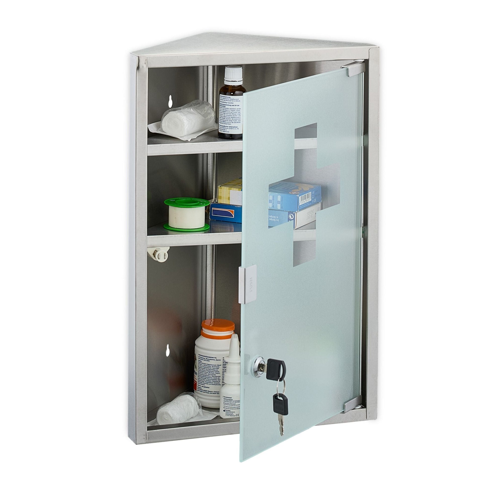 Medizinschrank mit Glastür Silber-Transparent von Relaxdays