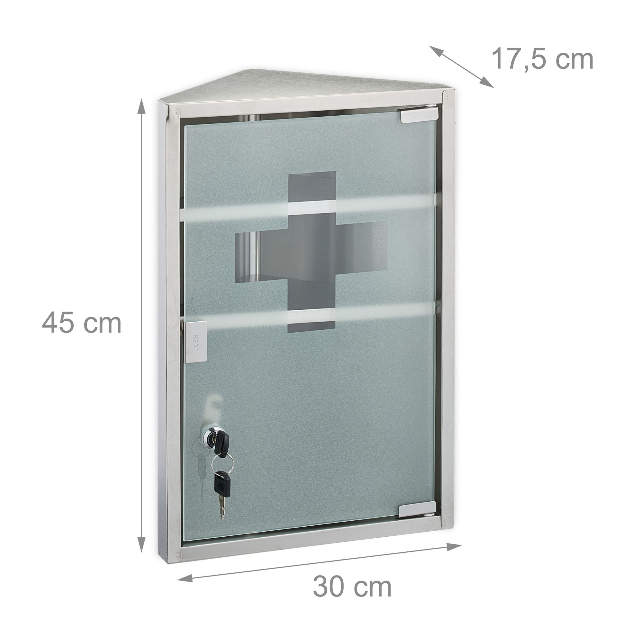 Medizinschrank mit Glastür Silber-Transparent von Relaxdays