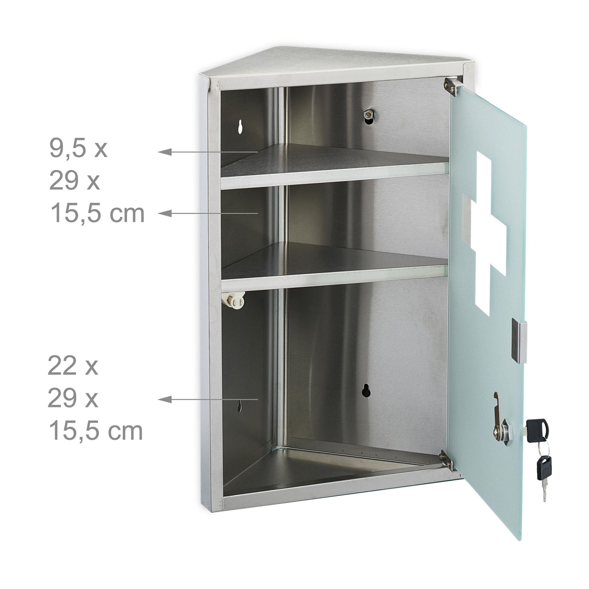 Medizinschrank mit Glastür Silber-Transparent von Relaxdays
