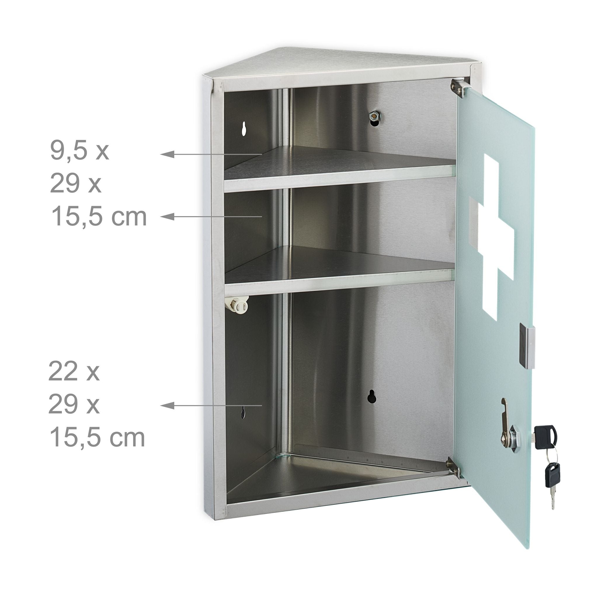 Medizinschrank mit Glastür Silber-Transparent von Relaxdays