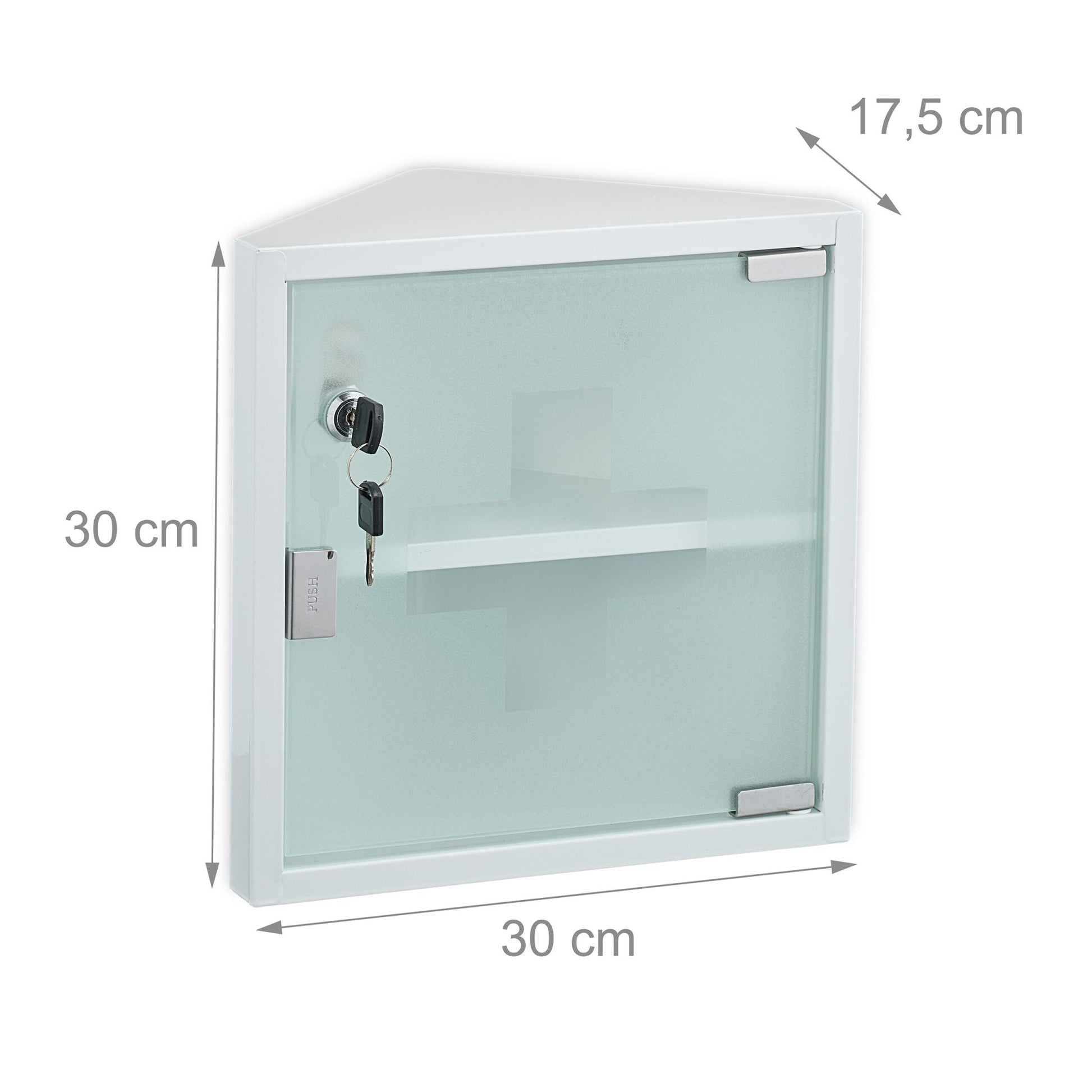 Medizinschrank mit Glastür Weiss-Silber von Relaxdays