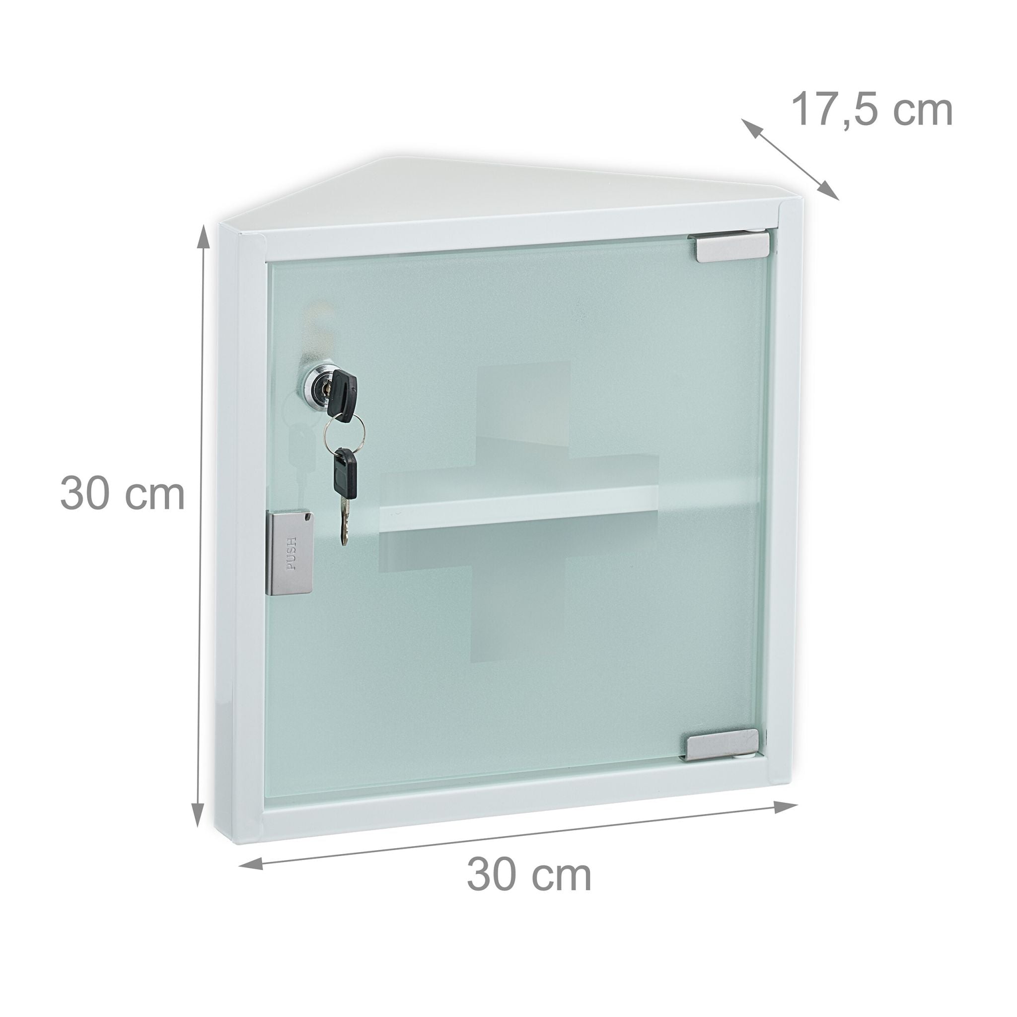 Medizinschrank mit Glastür Weiss-Silber von Relaxdays
