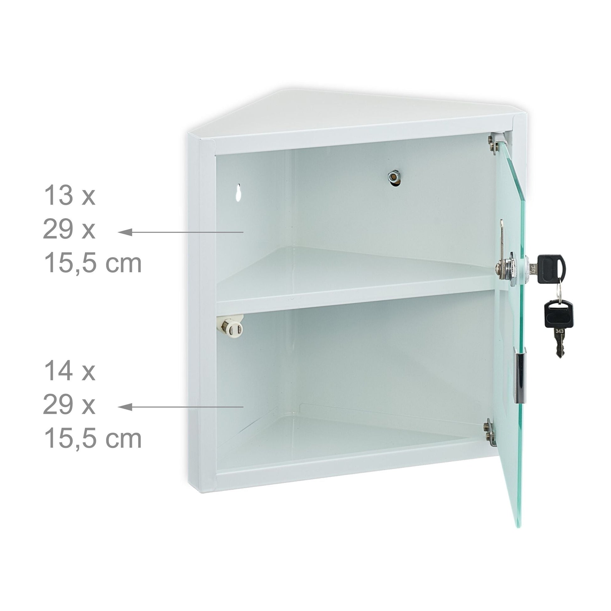 Medizinschrank mit Glastür Weiss-Silber von Relaxdays