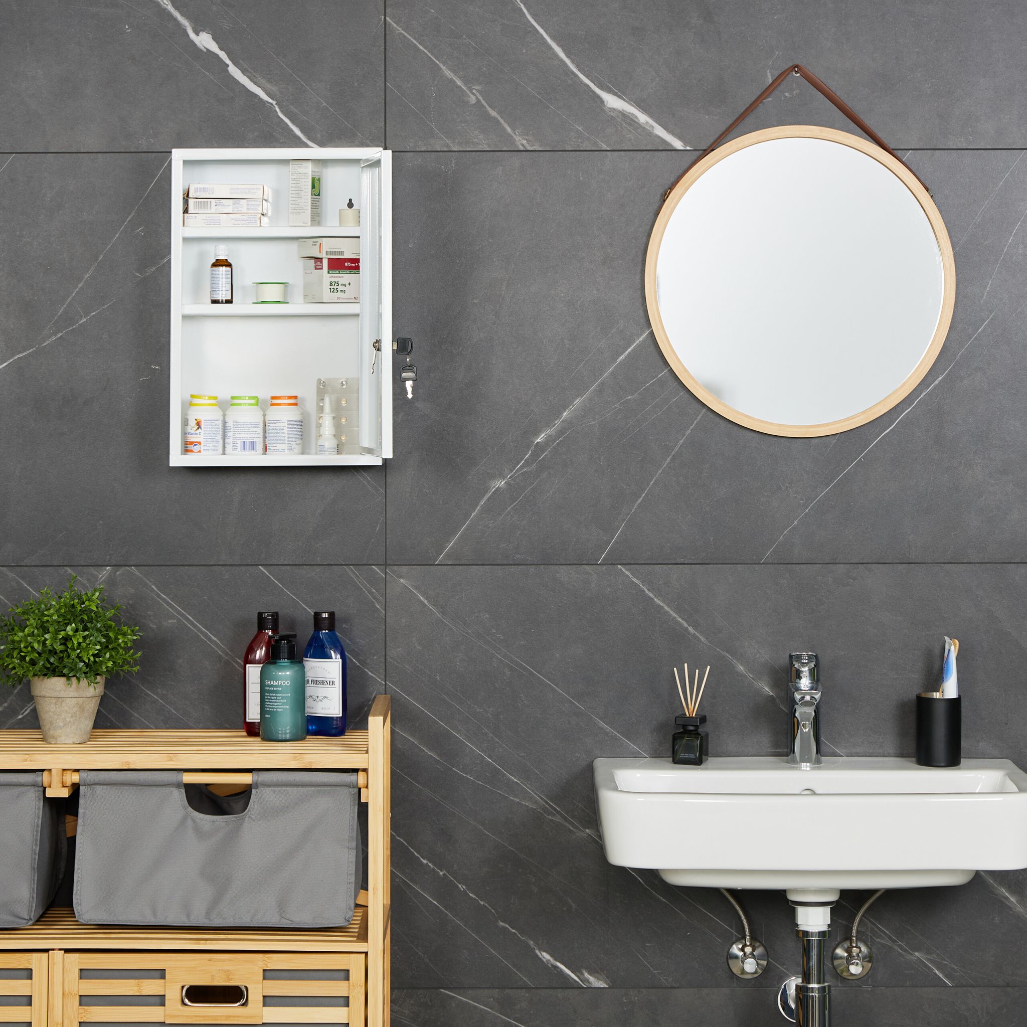 Medizinschrank Stahl Weiss von Relaxdays