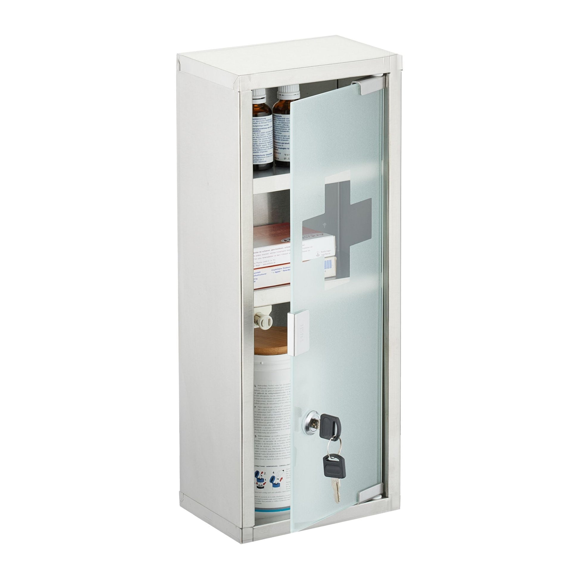 Medizinschrank Edelstahl Silber-Transparent von Relaxdays