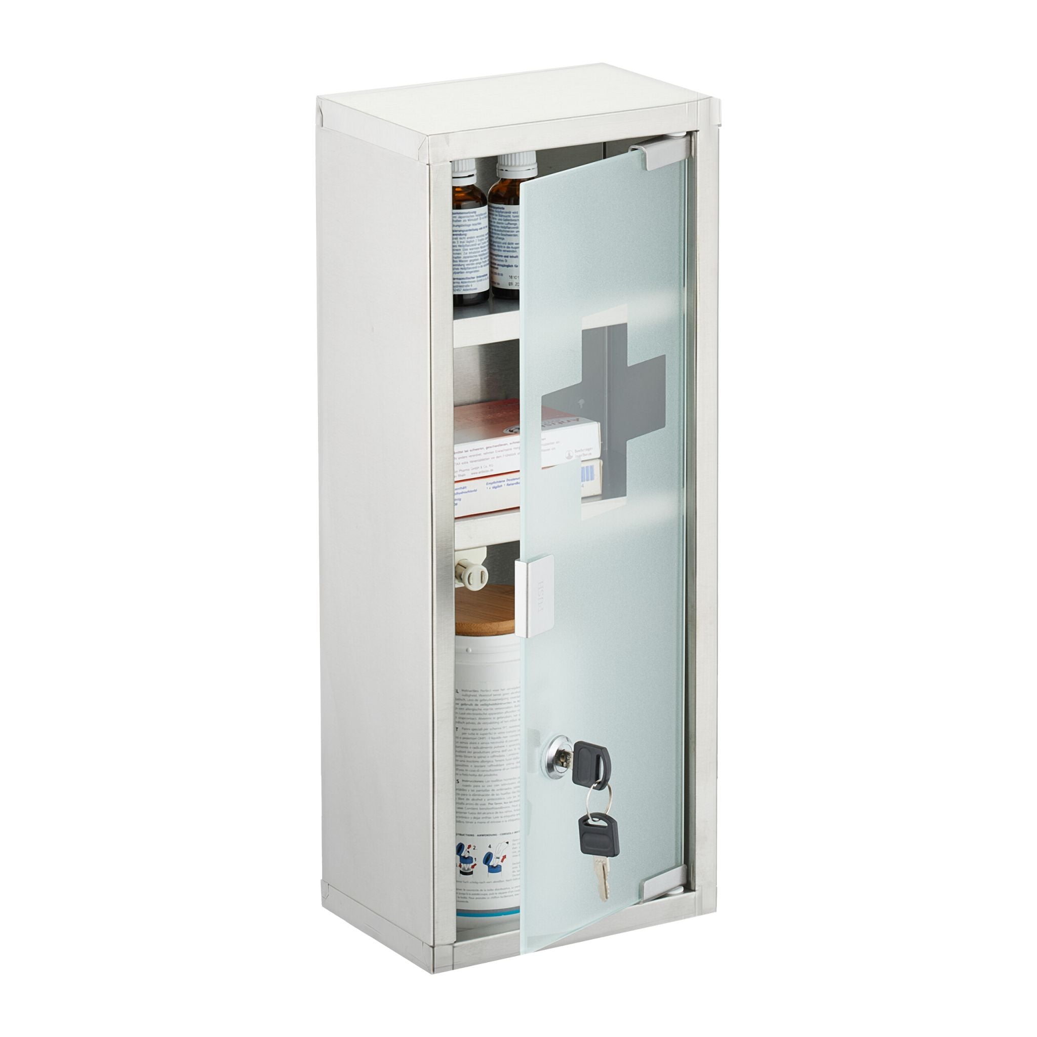 Medizinschrank Edelstahl Silber-Transparent von Relaxdays