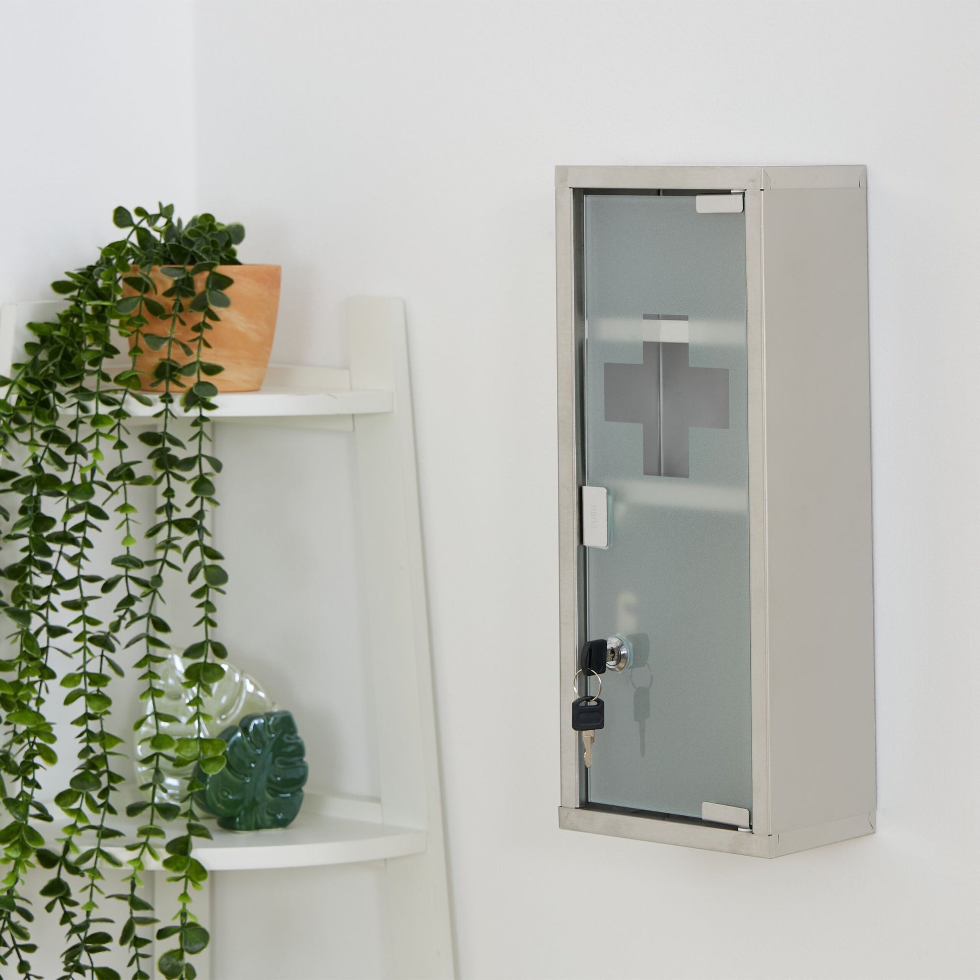 Medizinschrank Edelstahl Silber-Transparent von Relaxdays