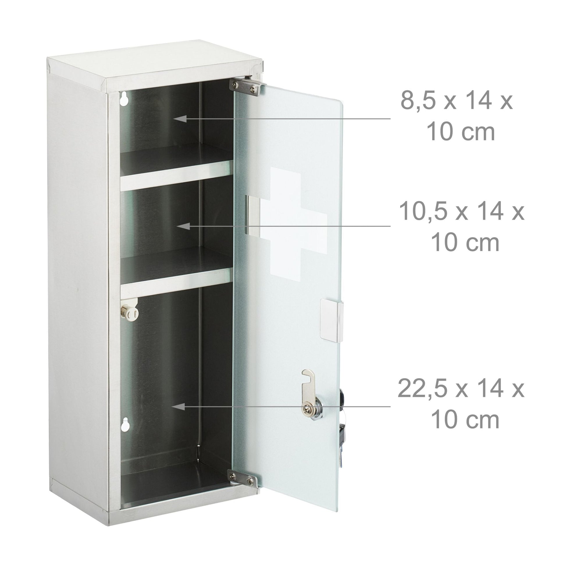 Medizinschrank Edelstahl Silber-Transparent von Relaxdays