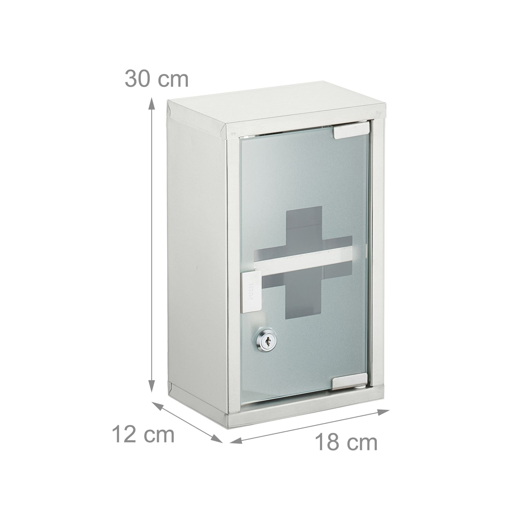 Abschliessbarer Medizinschrank Edelstahl Silber-Transparent von Relaxdays