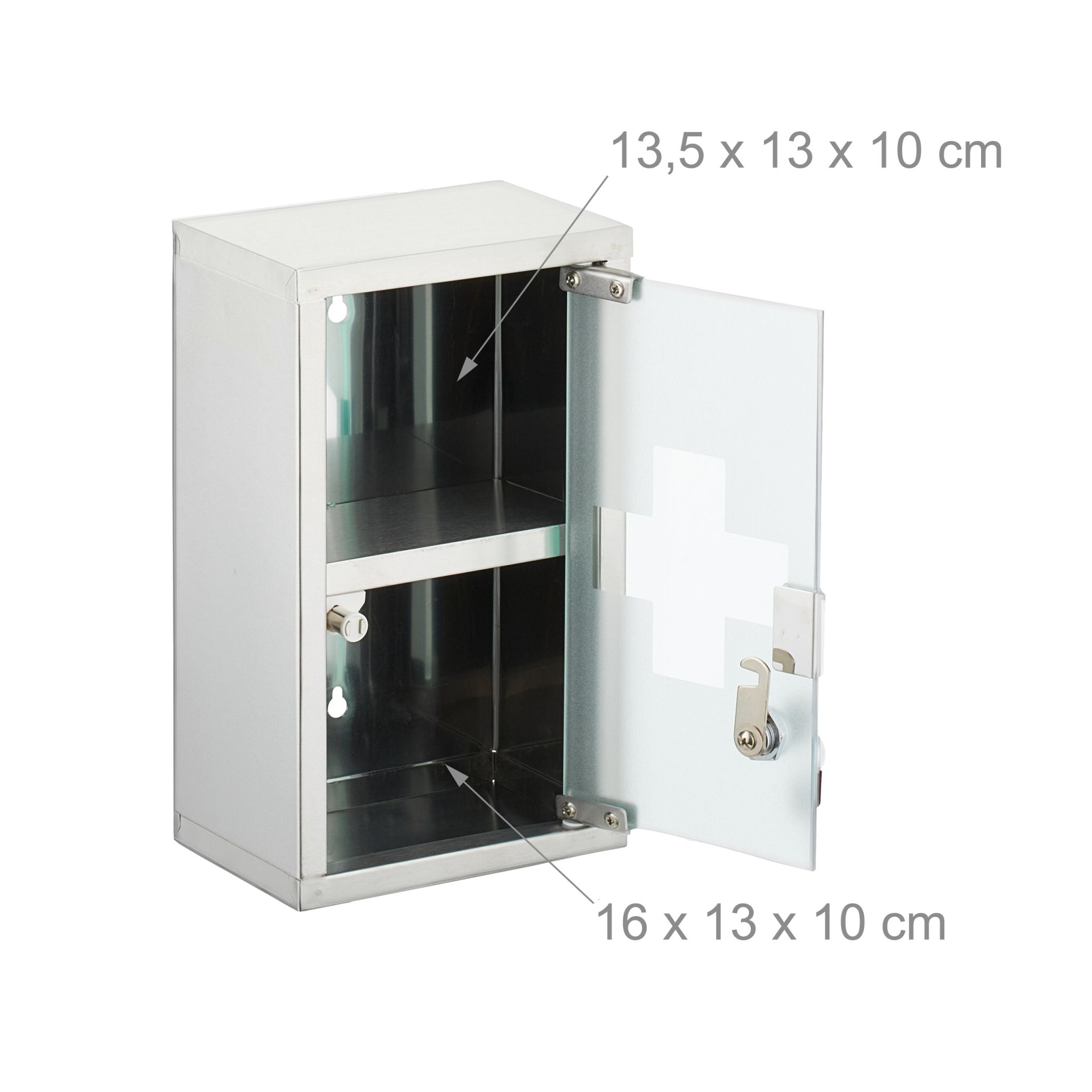 Abschliessbarer Medizinschrank Edelstahl Silber-Transparent von Relaxdays