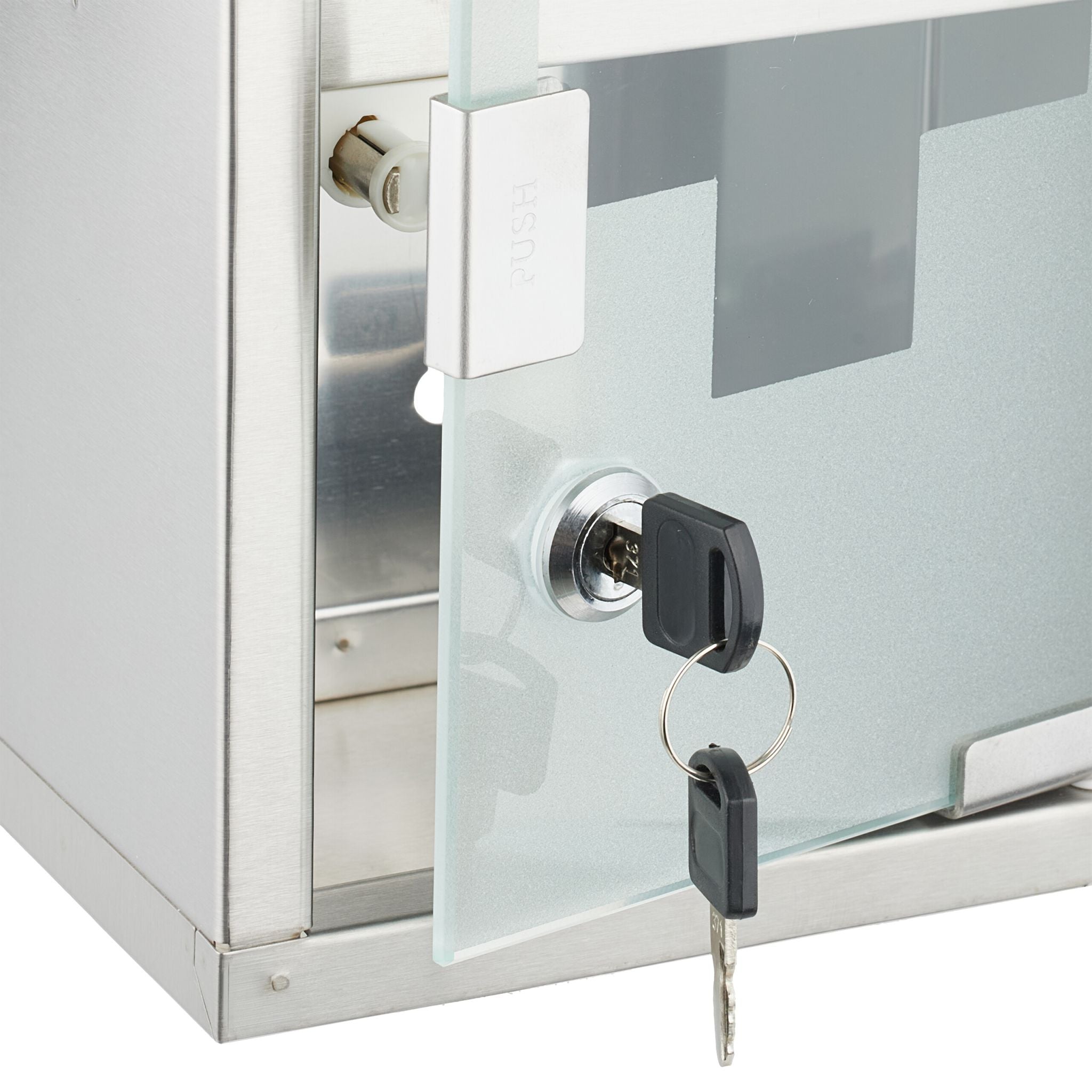Abschliessbarer Medizinschrank Edelstahl Silber-Transparent von Relaxdays