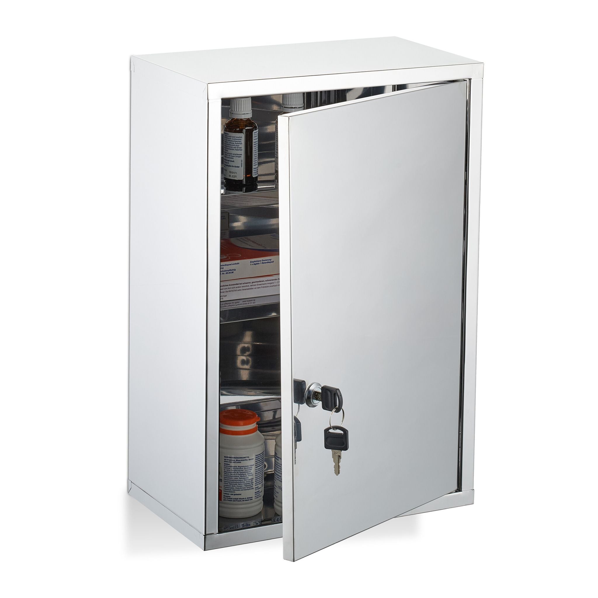 Medizinschrank glänzender Edelstahl Silber von Relaxdays