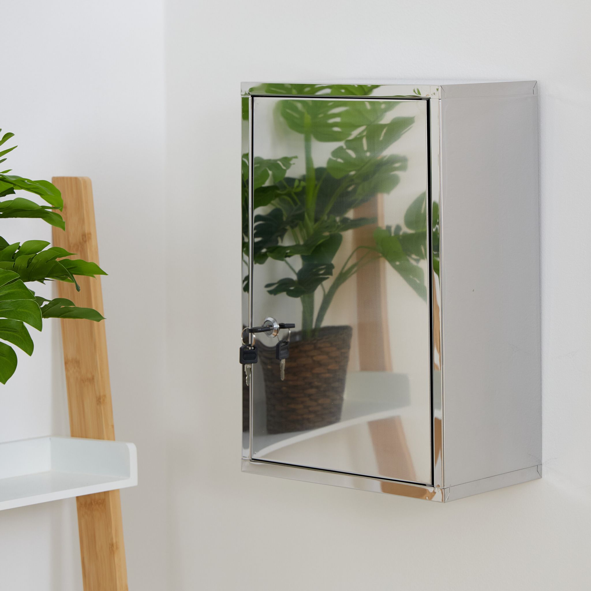 Medizinschrank glänzender Edelstahl Silber von Relaxdays