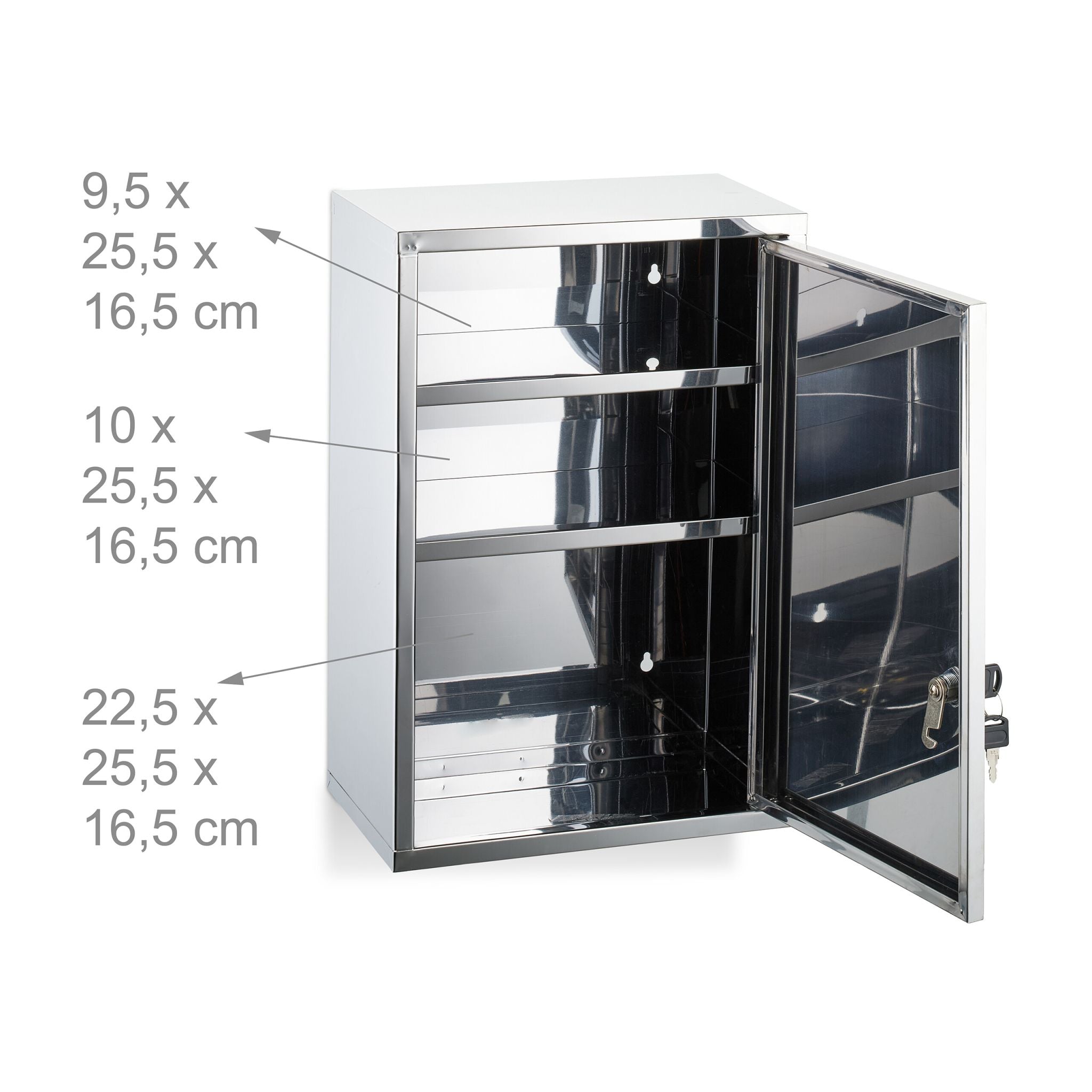 Medizinschrank glänzender Edelstahl Silber von Relaxdays