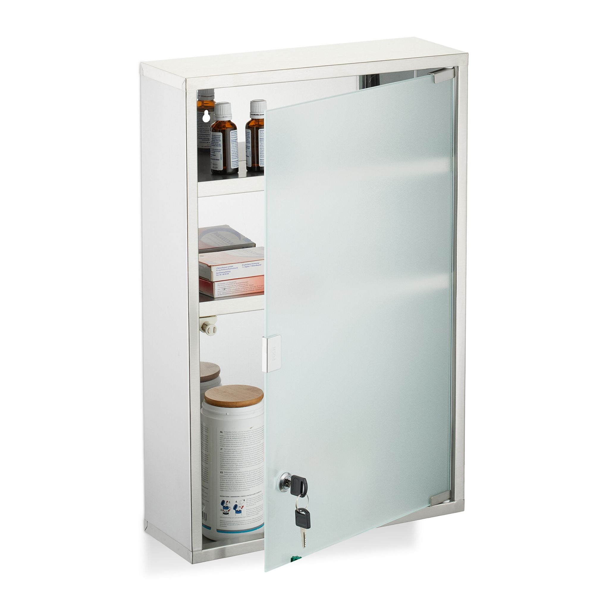 Medizinschrank mit Glastür Silber-Transparent von Relaxdays