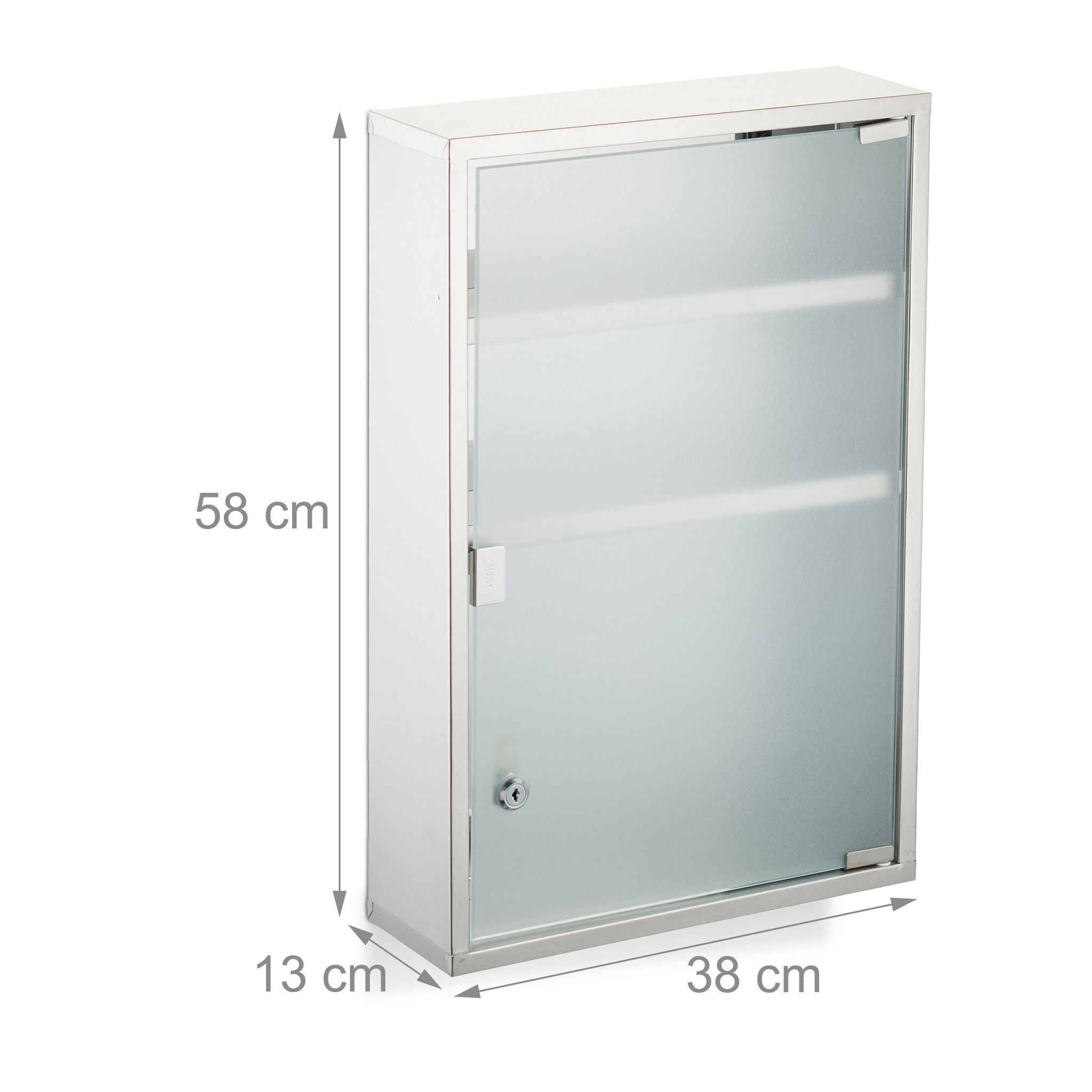 Medizinschrank mit Glastür Silber-Transparent von Relaxdays