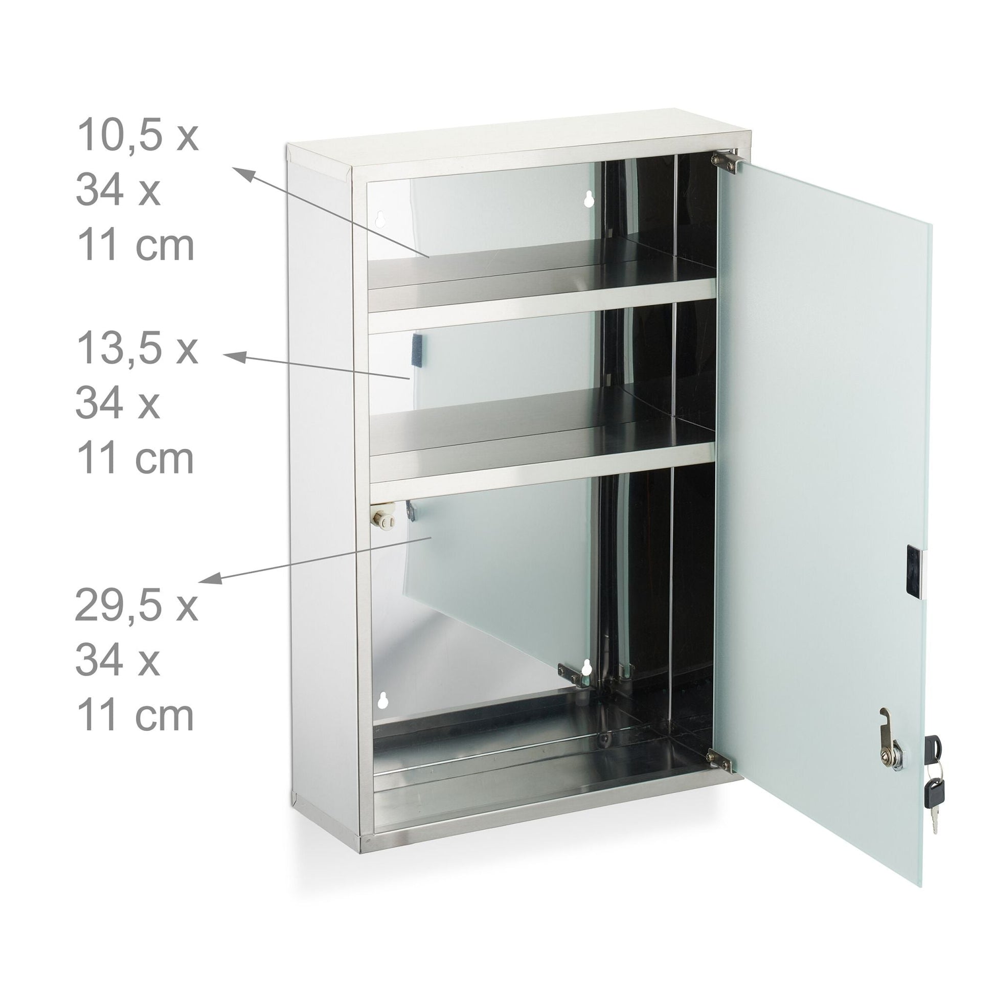 Medizinschrank mit Glastür Silber-Transparent von Relaxdays