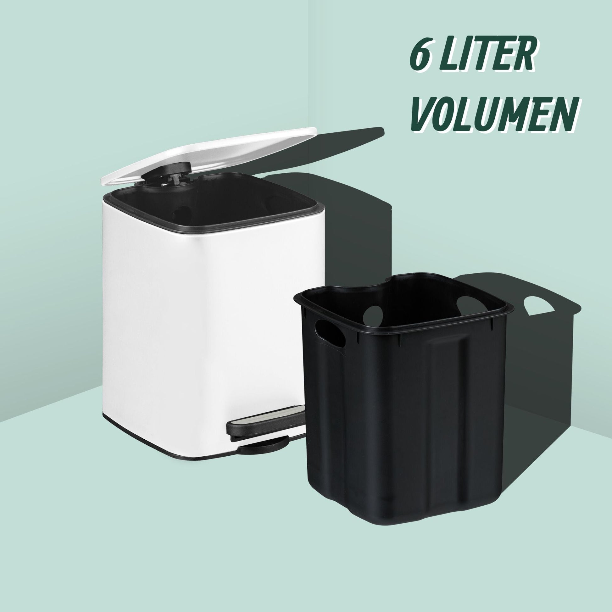 Kosmetikeimer 6 Liter Weiss-Schwarz-Silber von Relaxdays