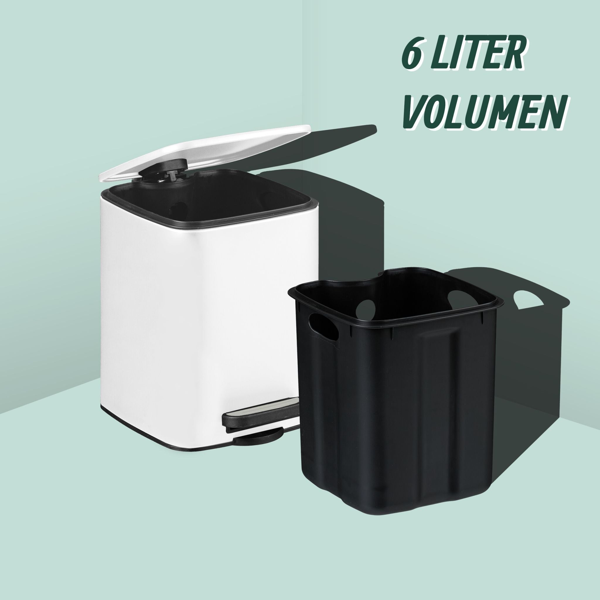 Kosmetikeimer 6 Liter Weiss-Schwarz-Silber von Relaxdays