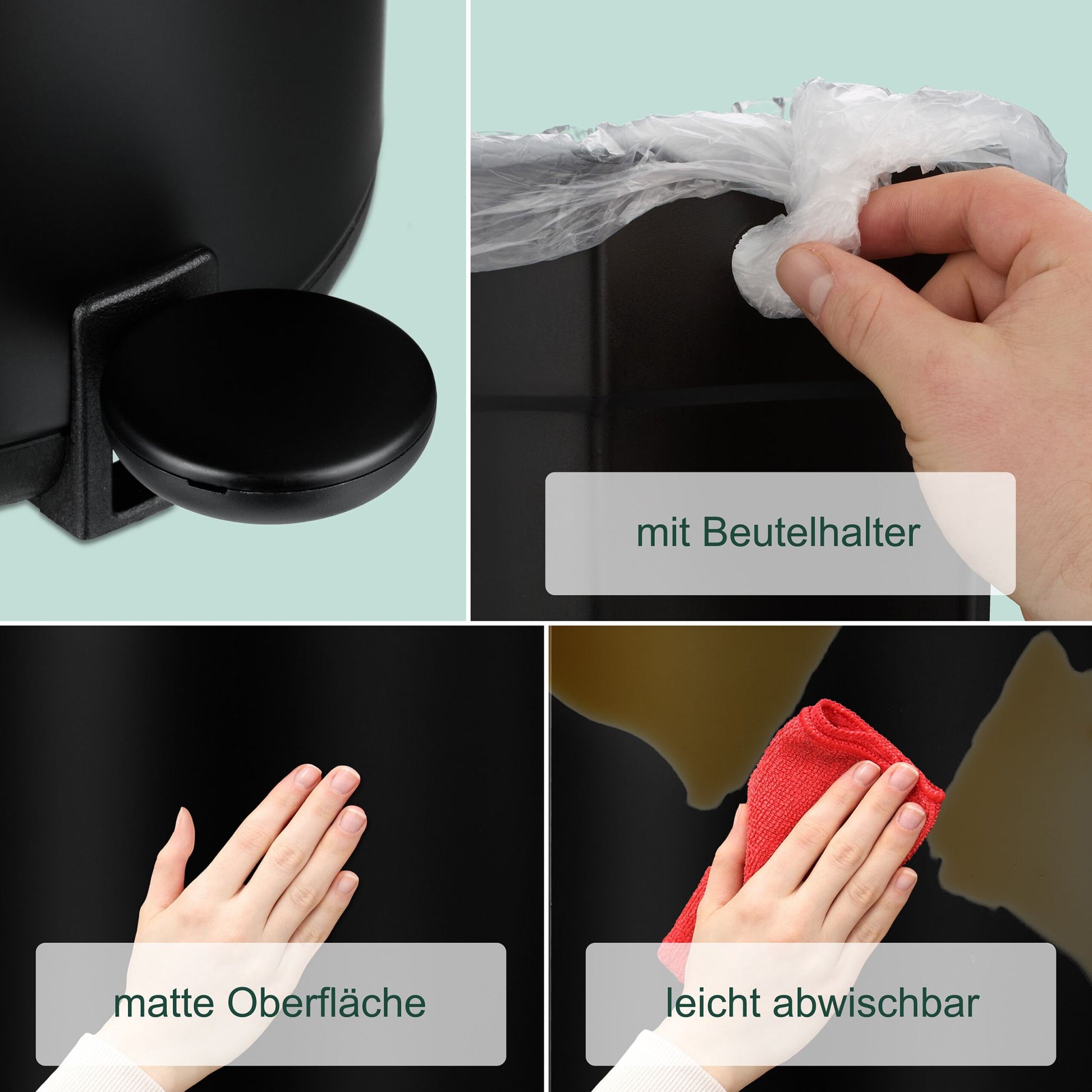 Kosmetikeimer 5 Liter Schwarz von Relaxdays