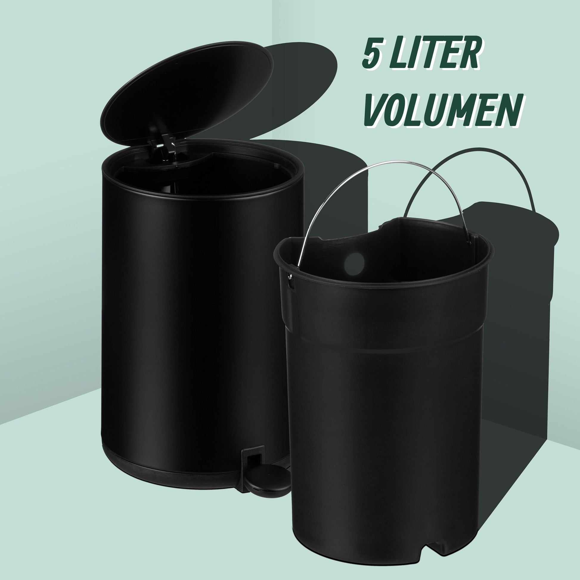 Kosmetikeimer 5 Liter Schwarz von Relaxdays