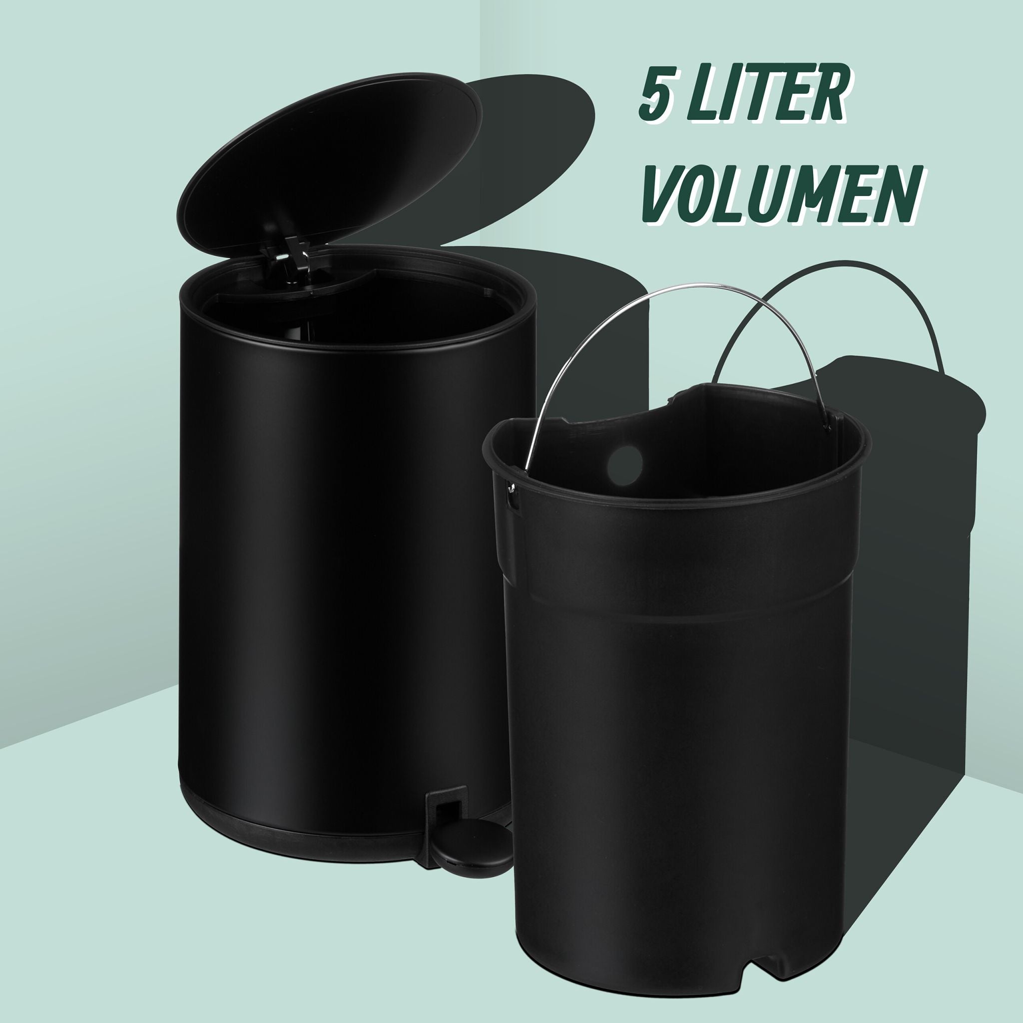 Kosmetikeimer 5 Liter Schwarz von Relaxdays