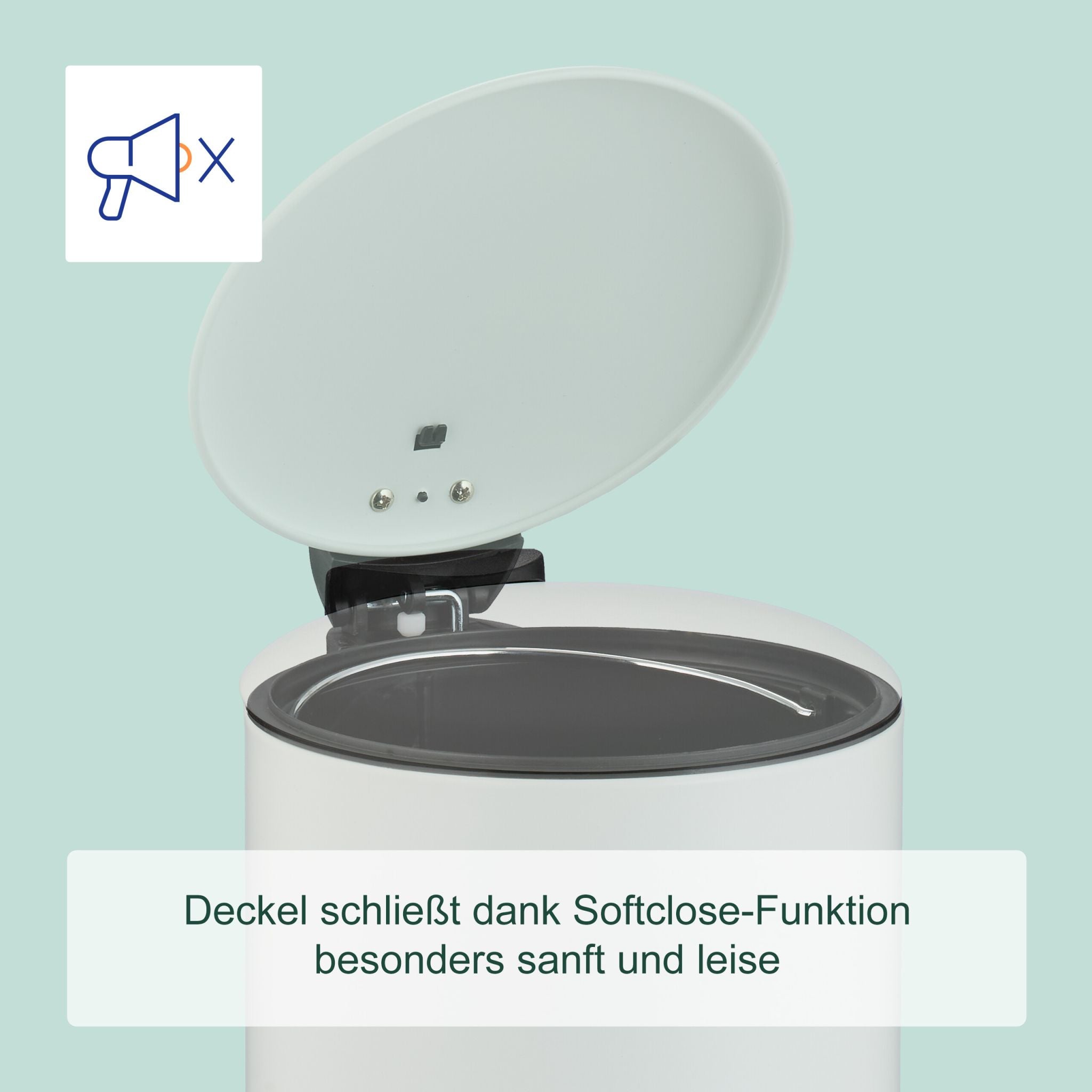 Bad Mülleimer 3L Softclose Weiss von Relaxdays