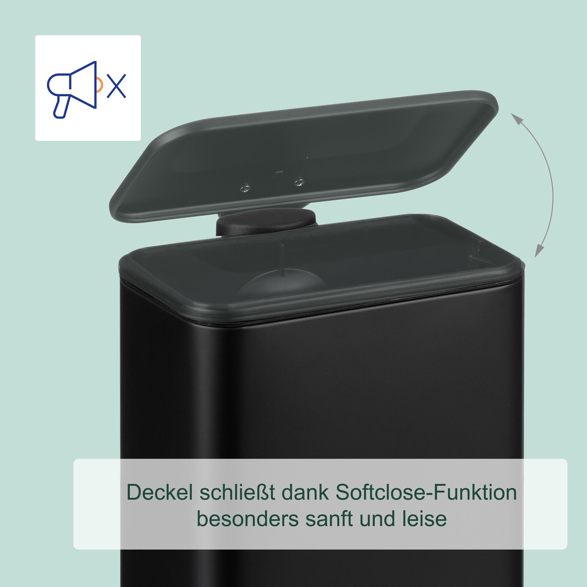 Bad Mülleimer 5L Softclose Schwarz von Relaxdays