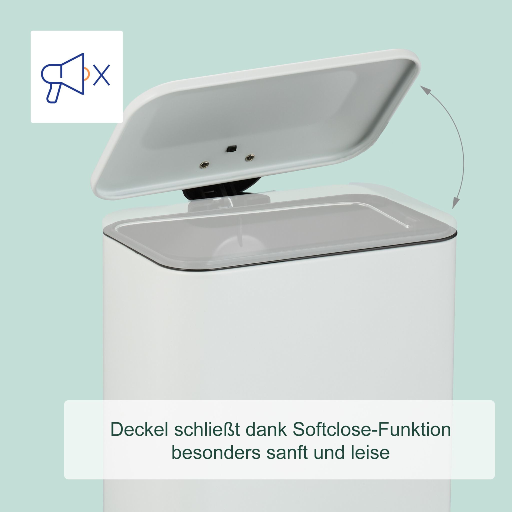 Bad Mülleimer 5L Softclose Weiss von Relaxdays