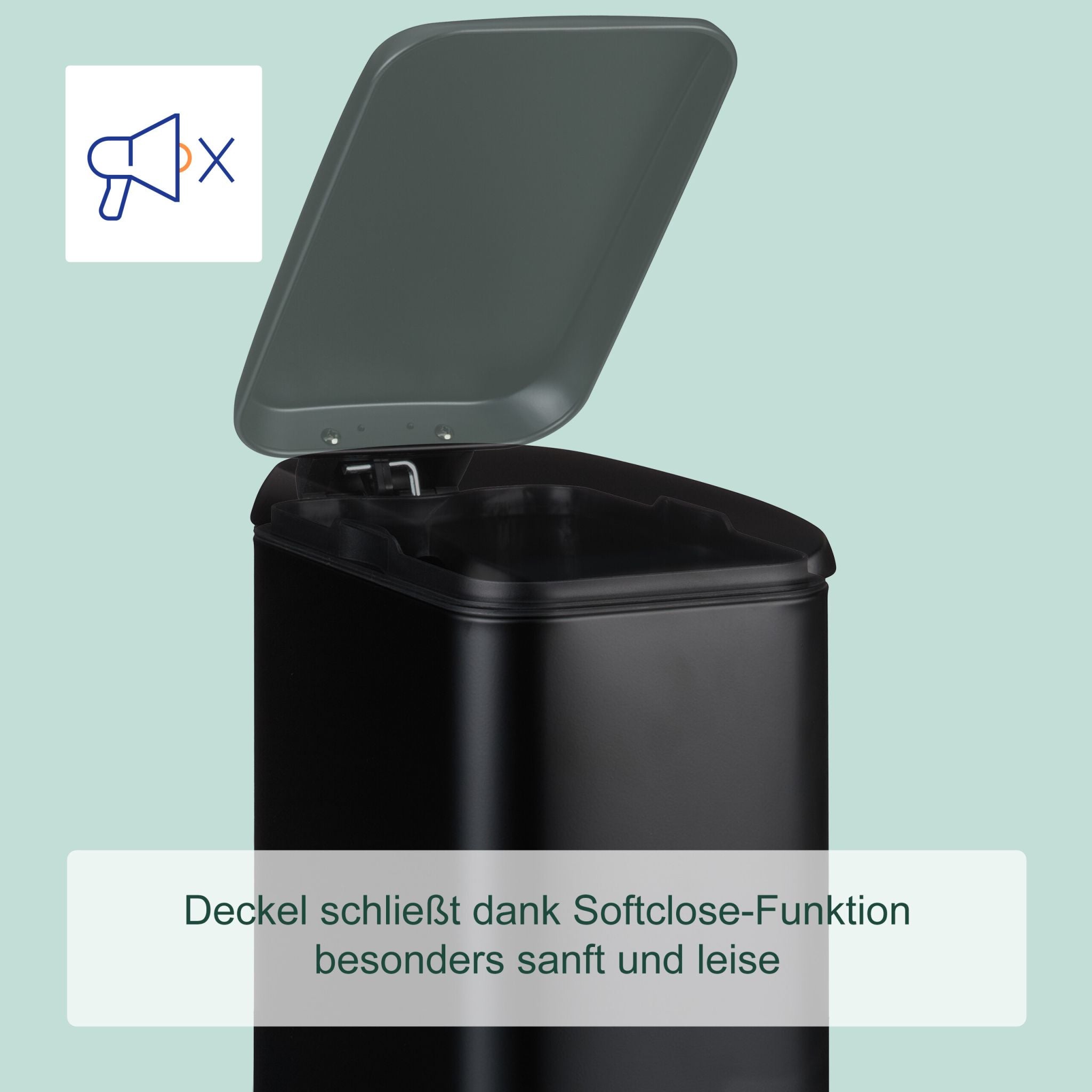 Bad Mülleimer 5L Softclose Schwarz von Relaxdays