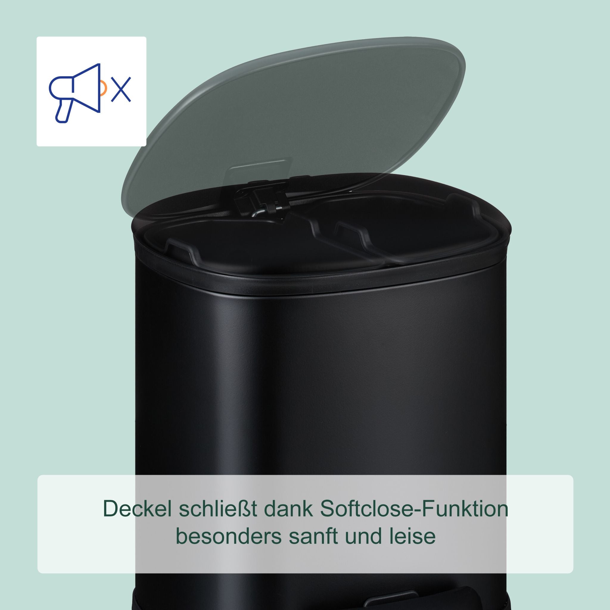 Bad Mülleimer mit 2 Innenbehältern 5L Schwarz von Relaxdays