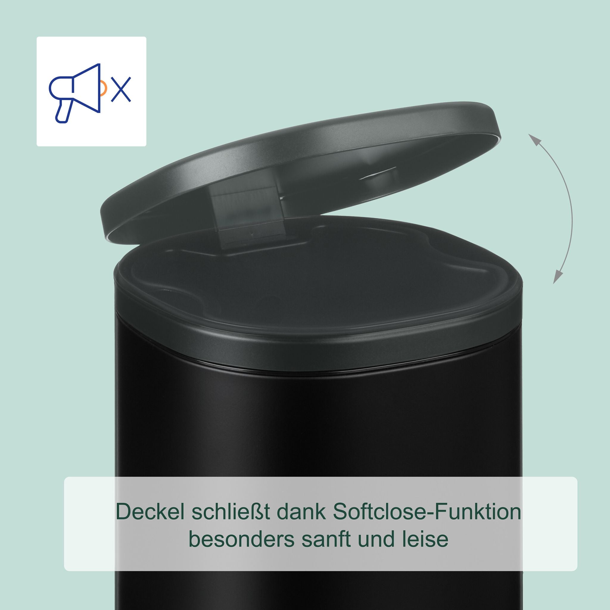 Bad Mülleimer 5L Schwarz von Relaxdays