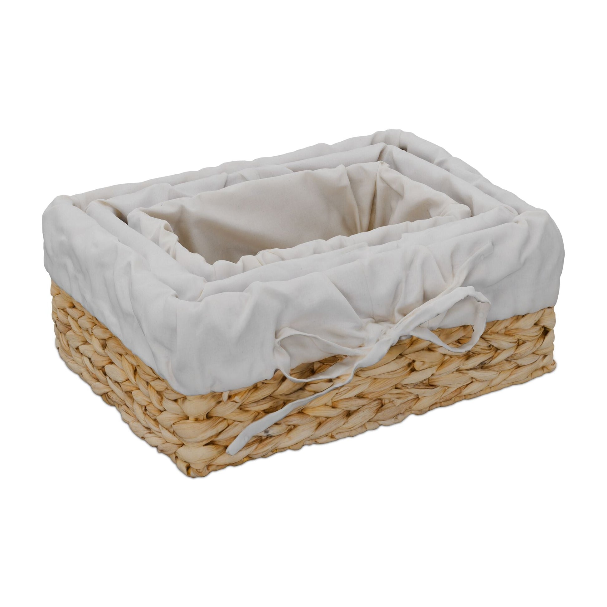 Brotkorb mit Baumwolleinsatz 3er-Set Creme-Hellbraun von Relaxdays