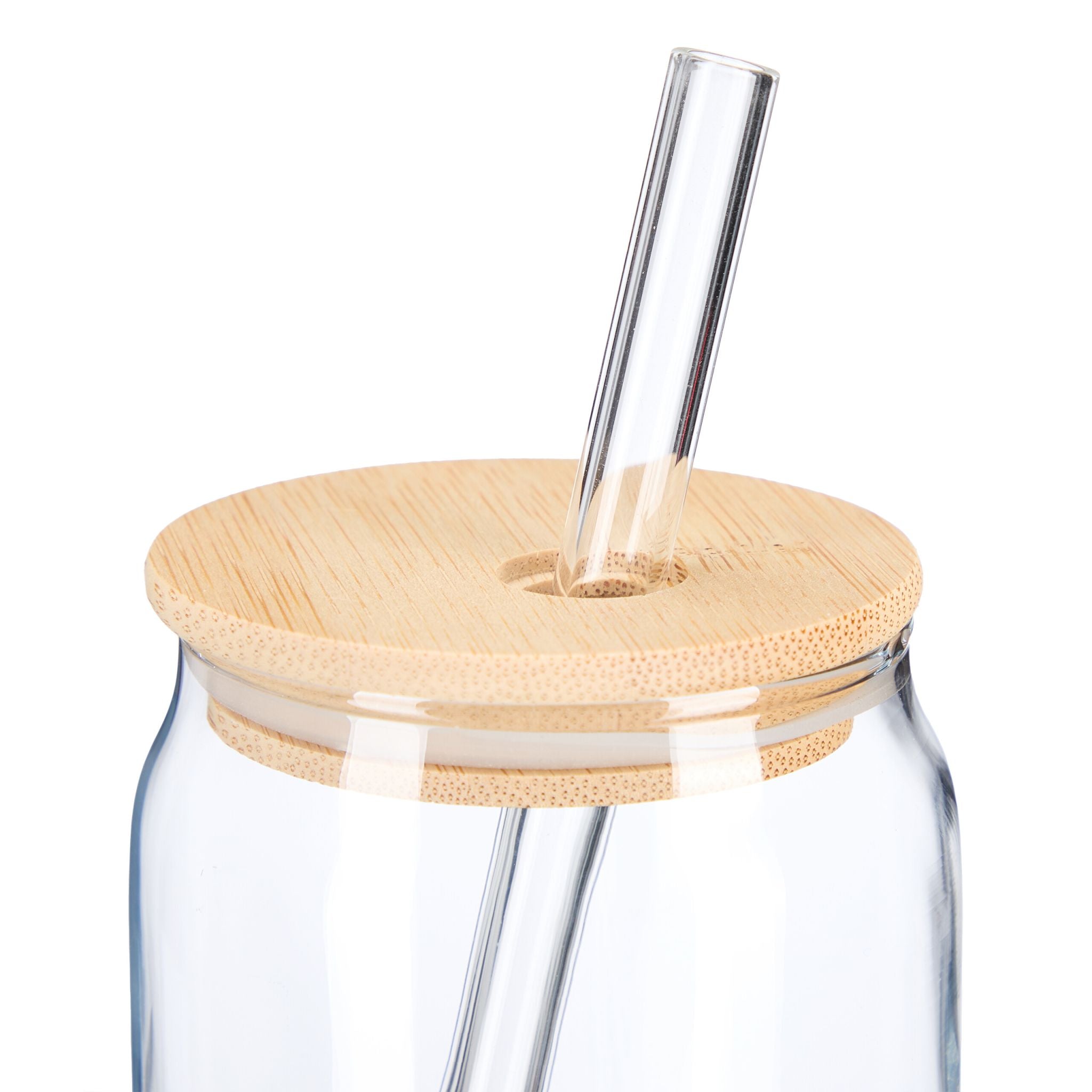 Trinkgläser mit Bambusdeckel 4er-Set Hellbraun-Transparent von Relaxdays