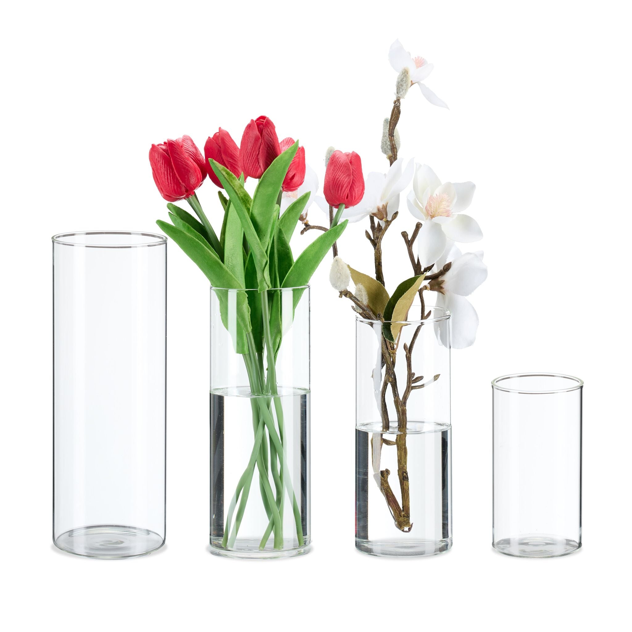 Vasen Glas in 4 Grössen Transparent von Relaxdays