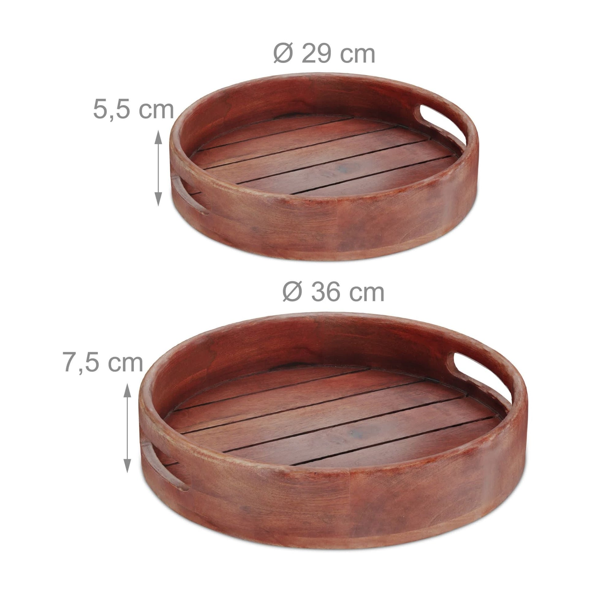 Tablett Mangoholz 2-tlg. Set Braun von Relaxdays