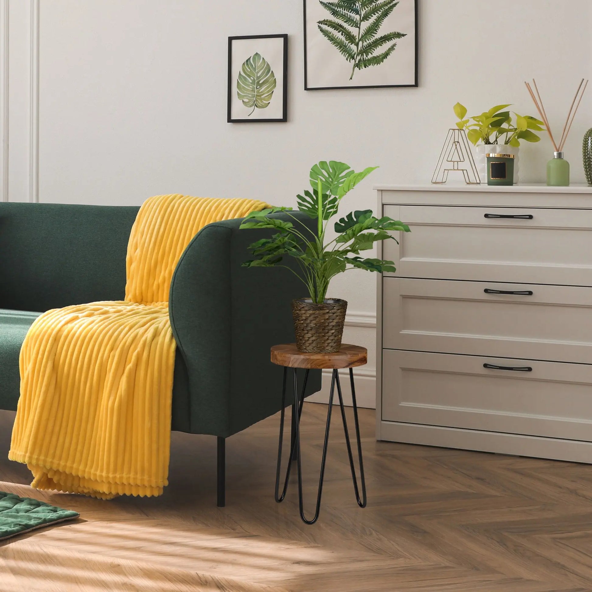Retro Blumenhocker Akazie Dunkelbraun-Schwarz von Relaxdays