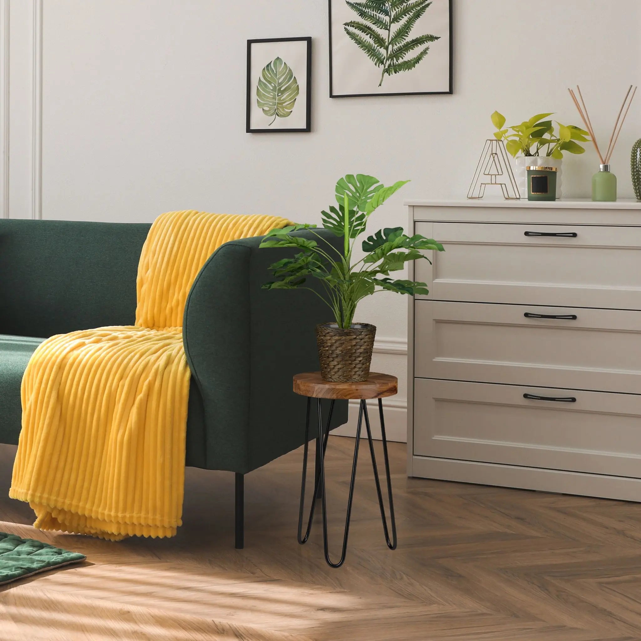 Retro Blumenhocker Akazie Dunkelbraun-Schwarz von Relaxdays