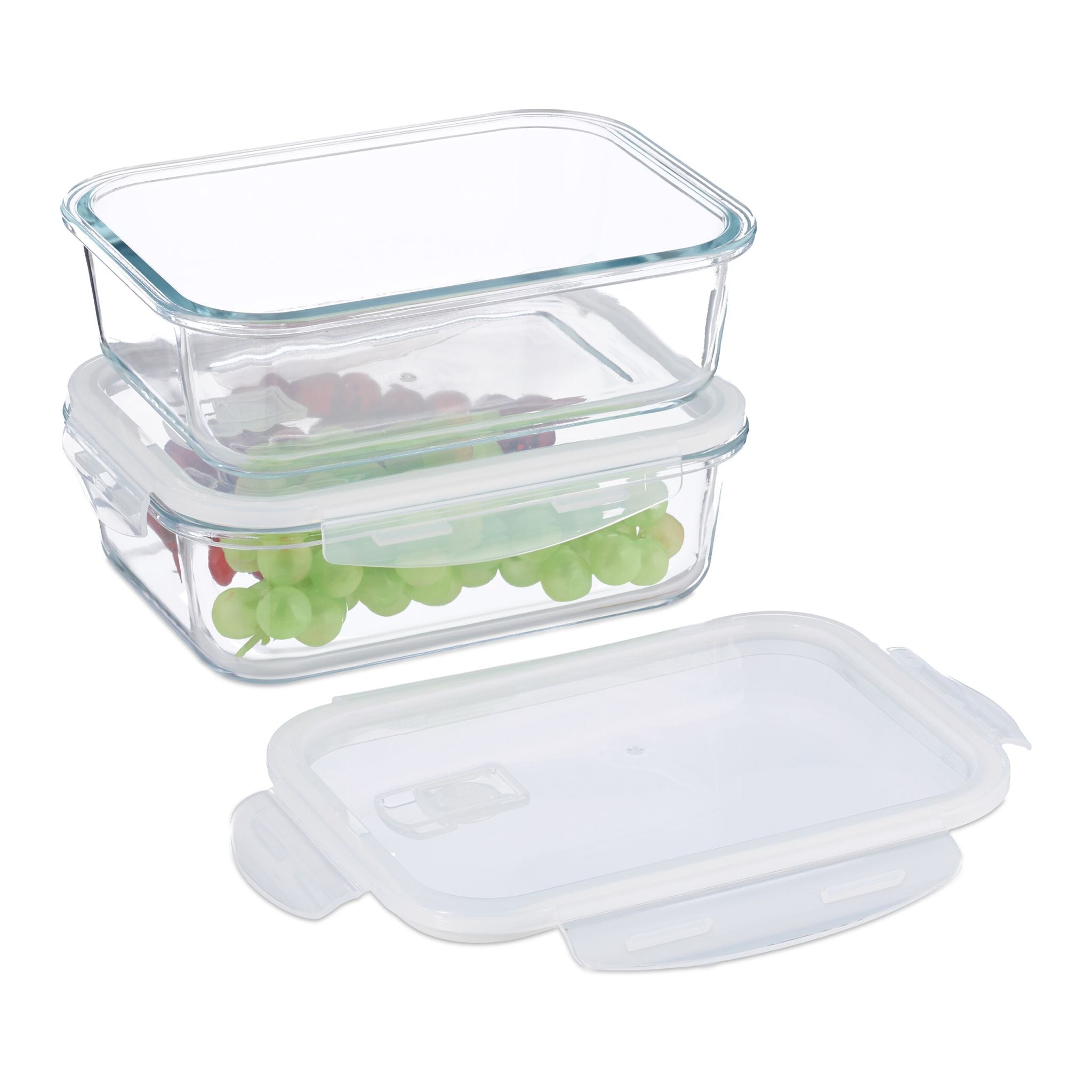 Glasbehälter mit Deckel Set Weiss-Transparent von Relaxdays