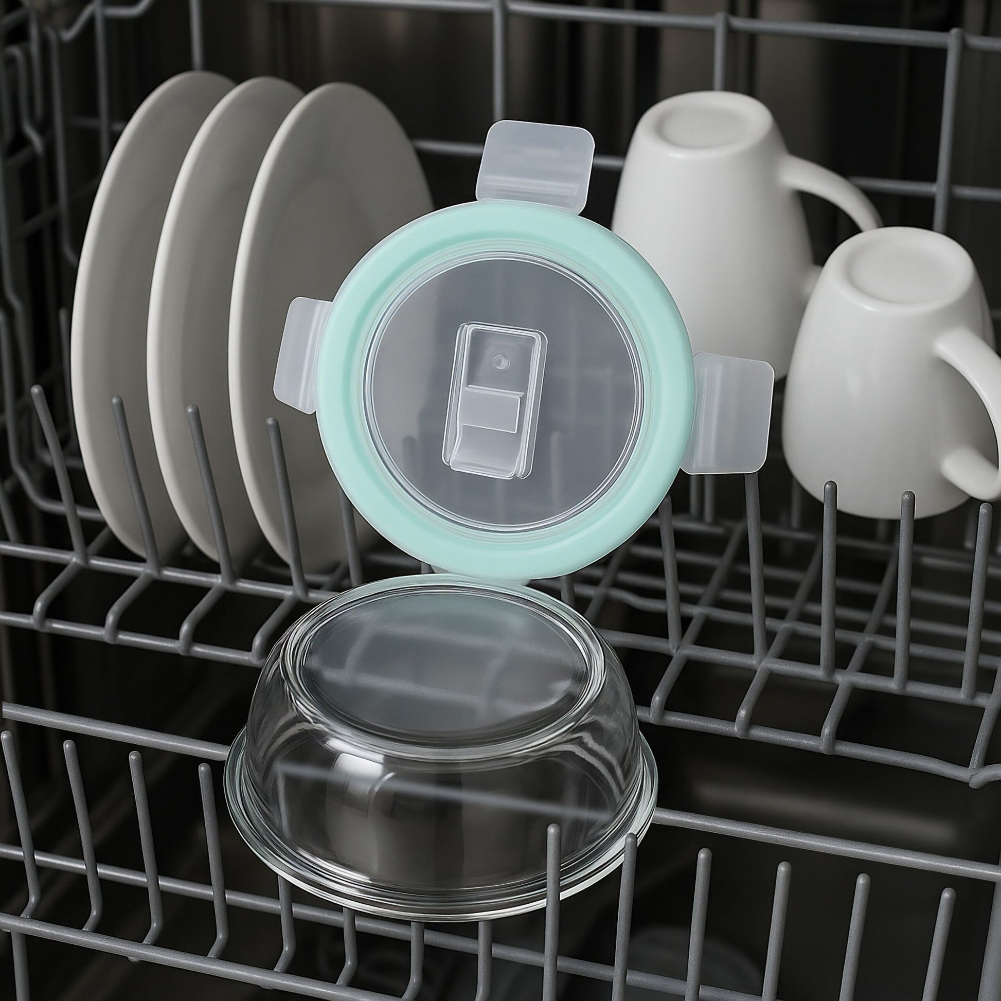 Glasbehälter mit Deckel Set Weiss-Transparent-Türkis von Relaxdays