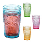 Trinkgläser Vintage 4er-Set Grün-Orange-Pink von Relaxdays