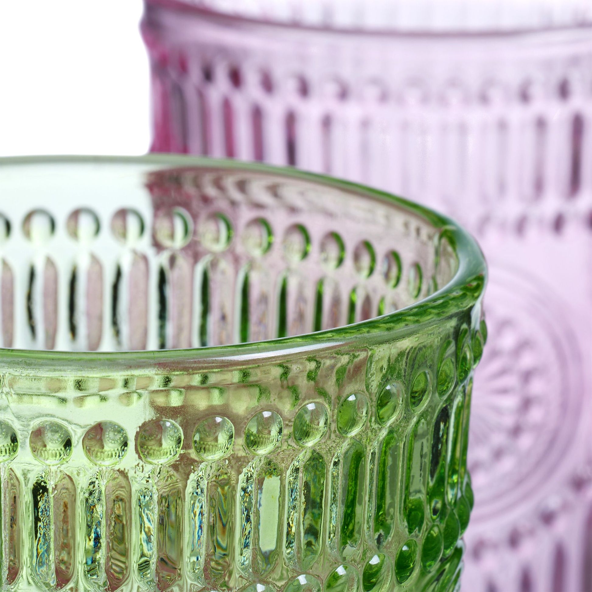 Trinkgläser Vintage 4er-Set Grün-Orange-Pink von Relaxdays
