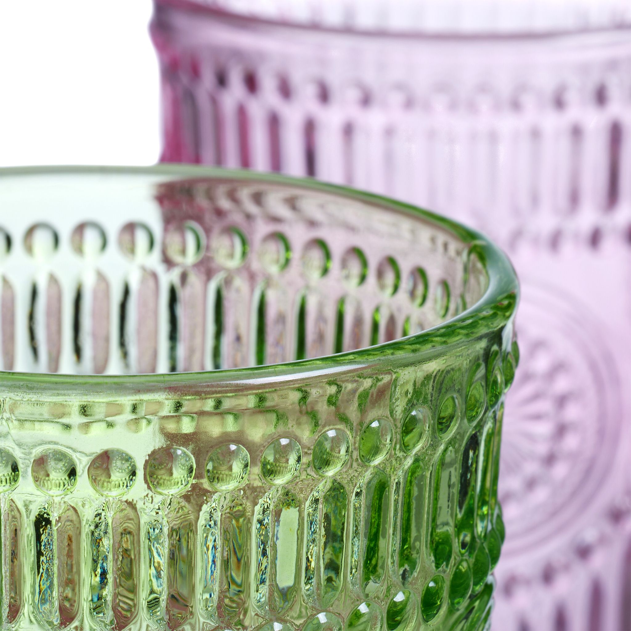 Trinkgläser Vintage 4er-Set Grün-Orange-Pink von Relaxdays