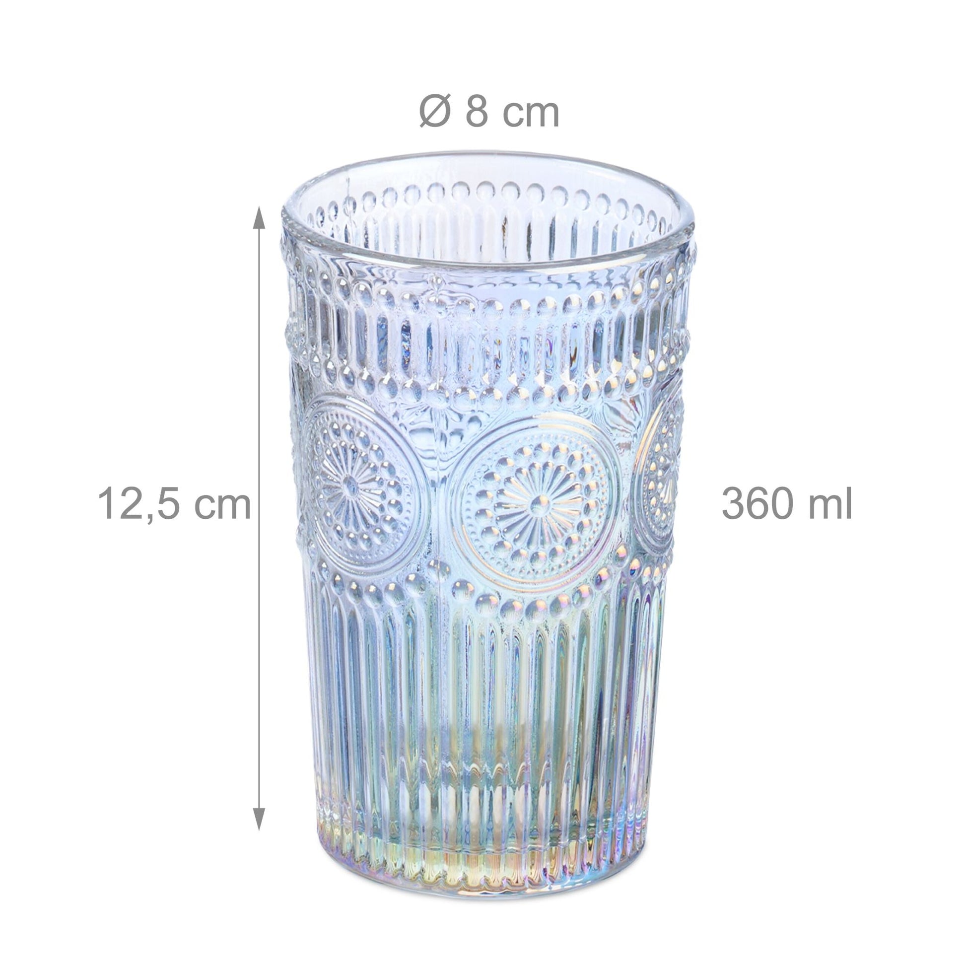 Trinkgläser Vintage 4er-Set Hellblau-Rosa-Transparent von Relaxdays