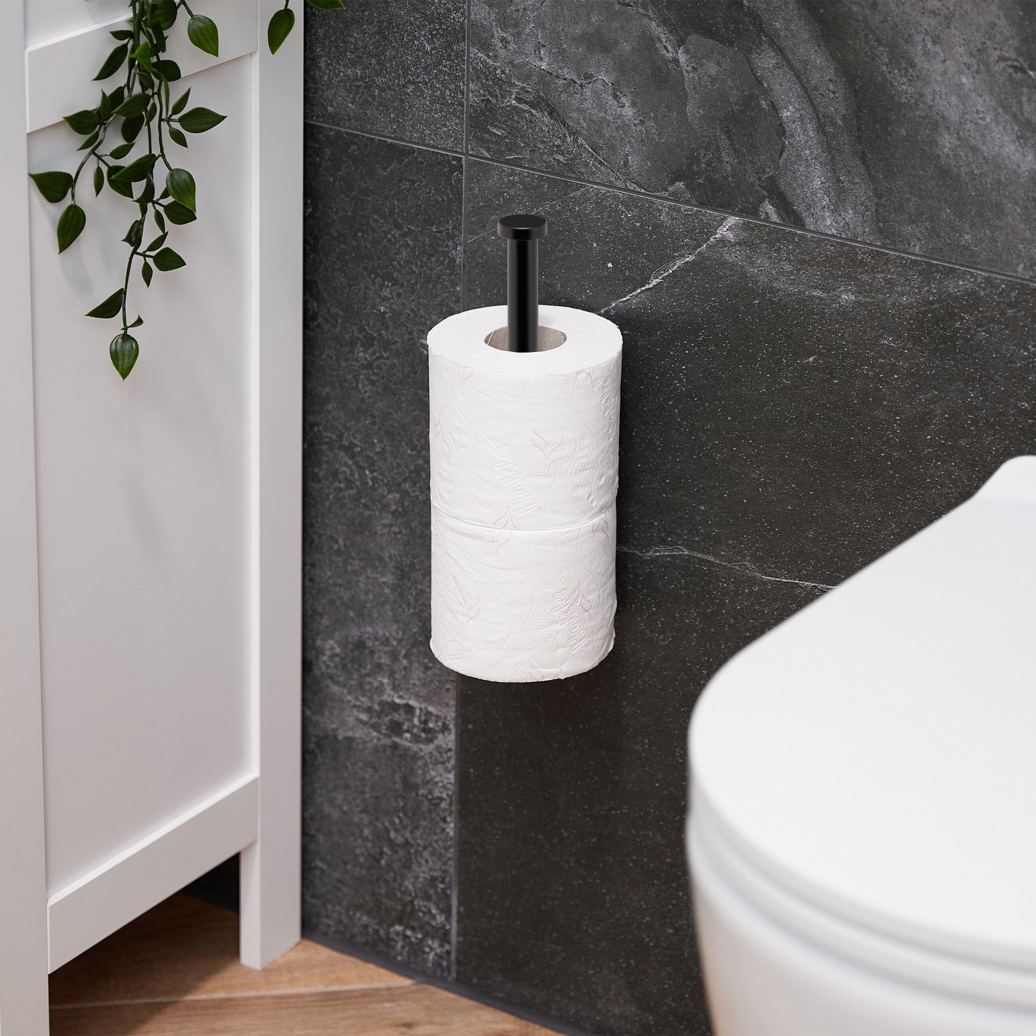 Selbstklebender Ersatzrollenhalter Schwarz von Relaxdays
