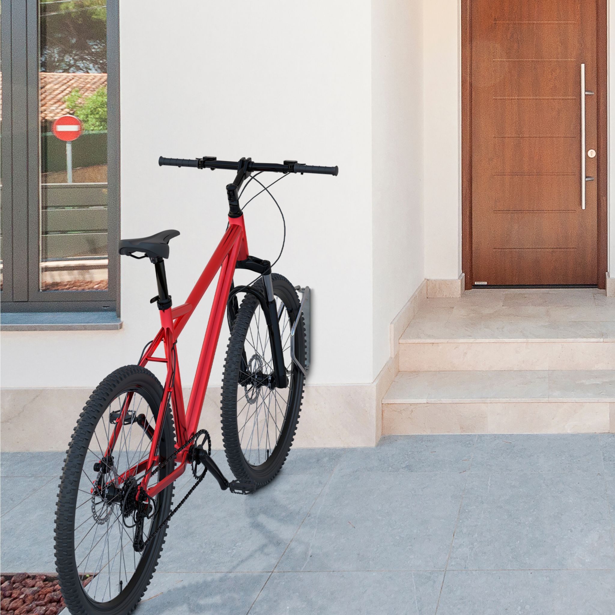 Schwenkbarer Fahrradständer Wand Set Silber von Relaxdays