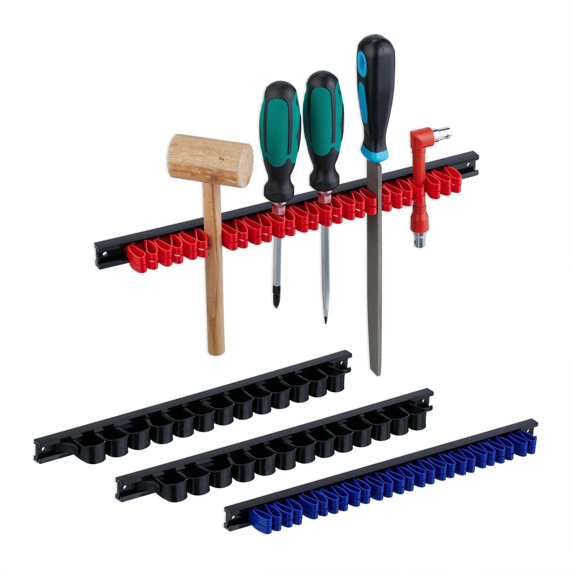 Werkzeughalter 4er-Set Blau-Rot-Schwarz von Relaxdays