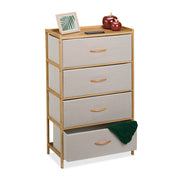 Kommode 4 Schubladen Bambus Beige-Hellbraun von Relaxdays