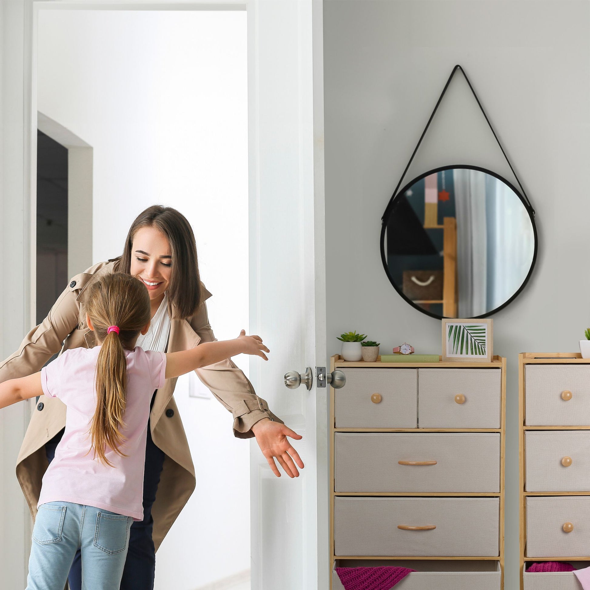 Kommode 5 Schubladen Bambus Beige-Hellbraun von Relaxdays