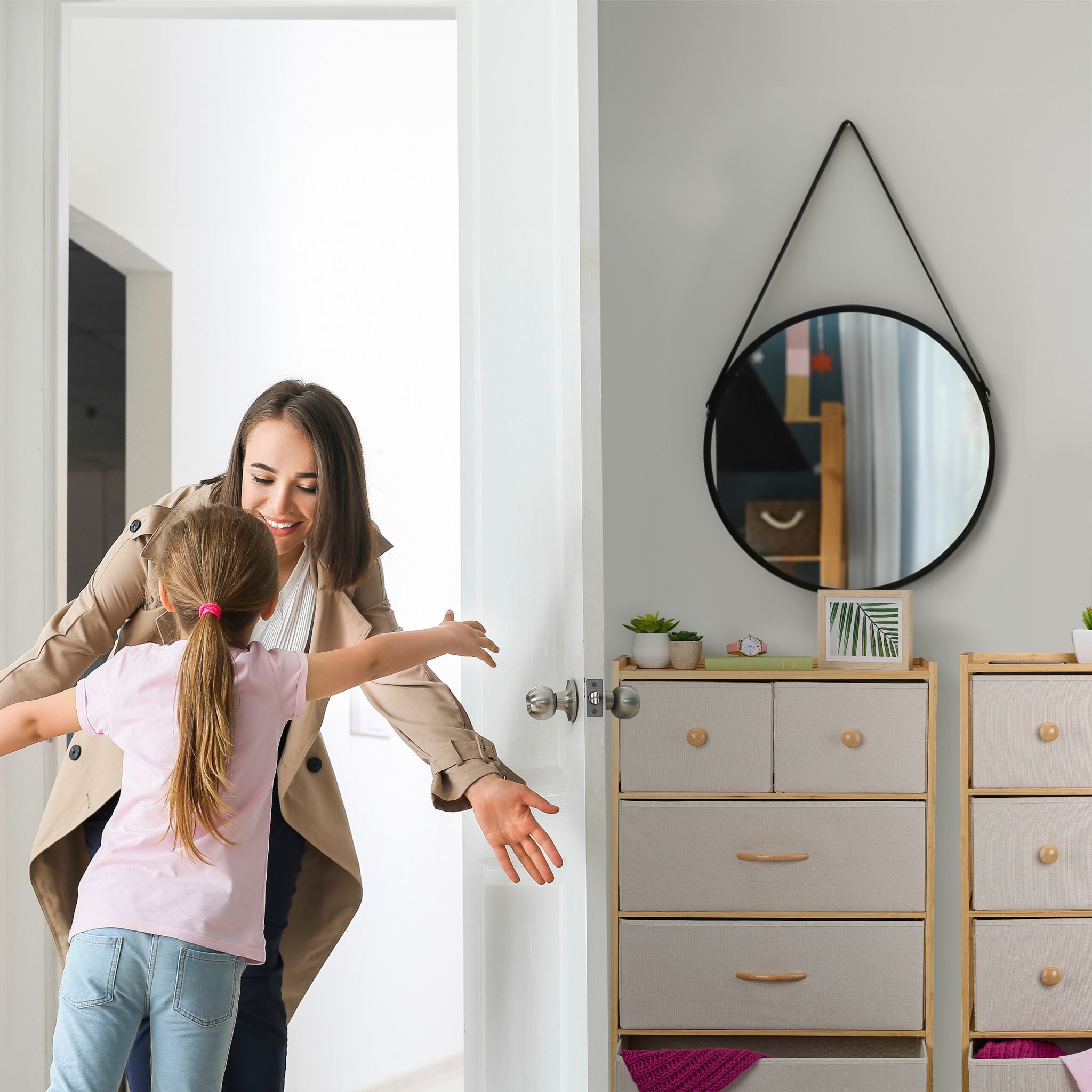 Kommode 5 Schubladen Bambus Beige-Hellbraun von Relaxdays